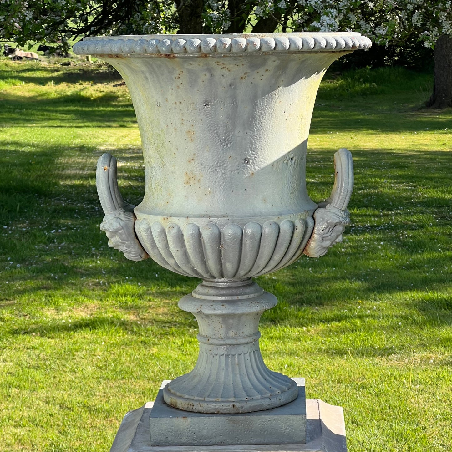 Grand Scale Pair of Handyside Campana Urns & Plinths c.1880