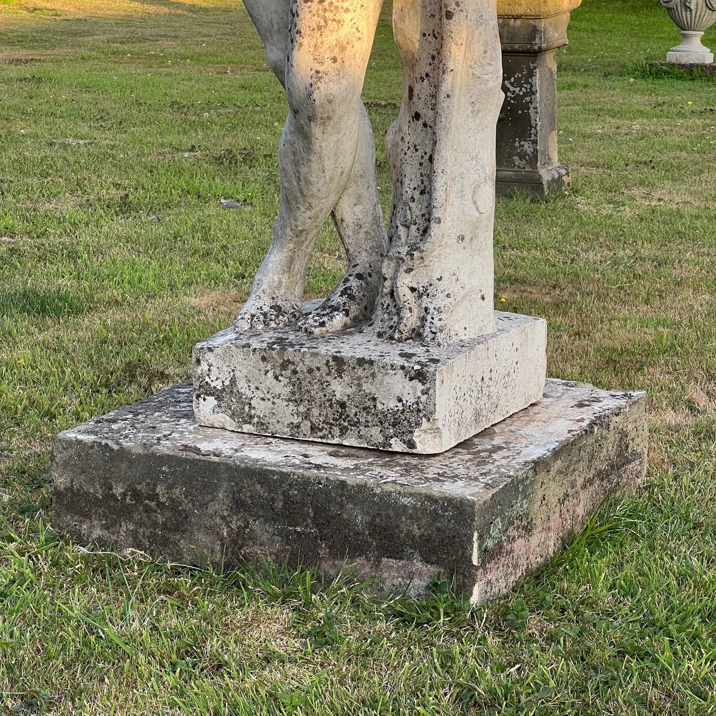 Mid-20th Century Composite Stone Statue of Pan with Stone Plinth