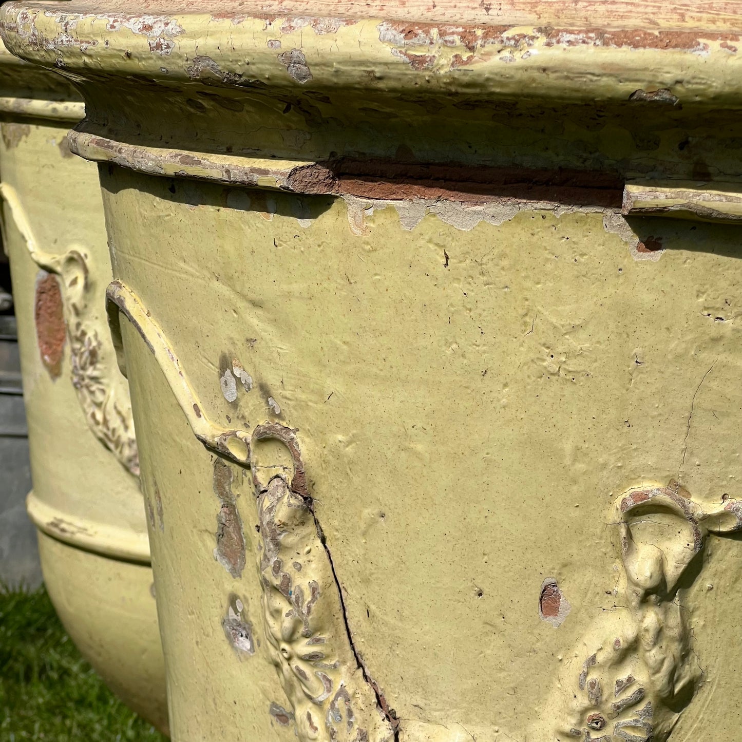 Huge Pair of Cream Glazed Terracotta “Jarre d’Anduze” Urns