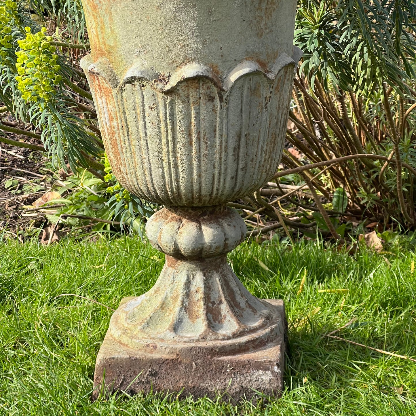 Pair of English Tulip Shaped Cast Iron Urns c.1880