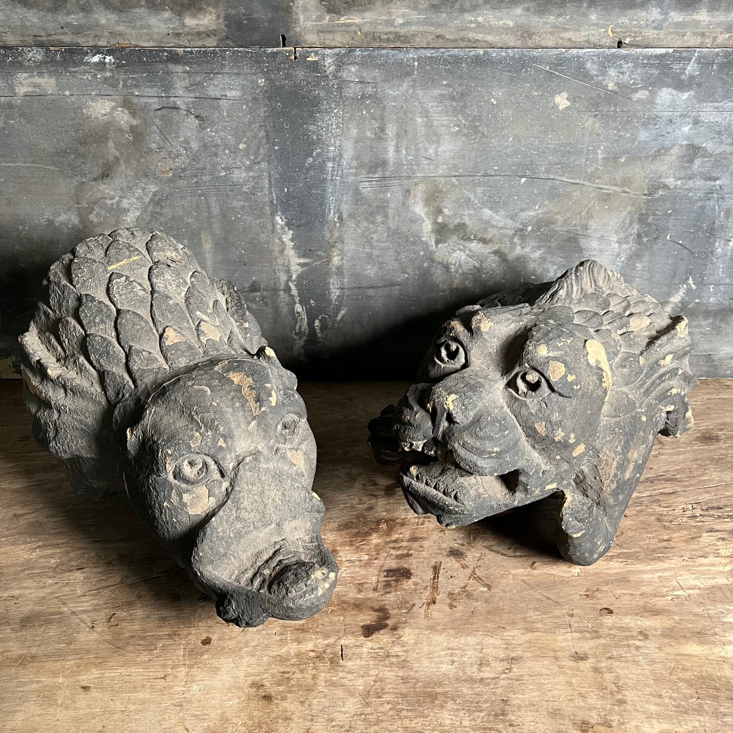 Large Pair of Gothic Revival Gargoyles