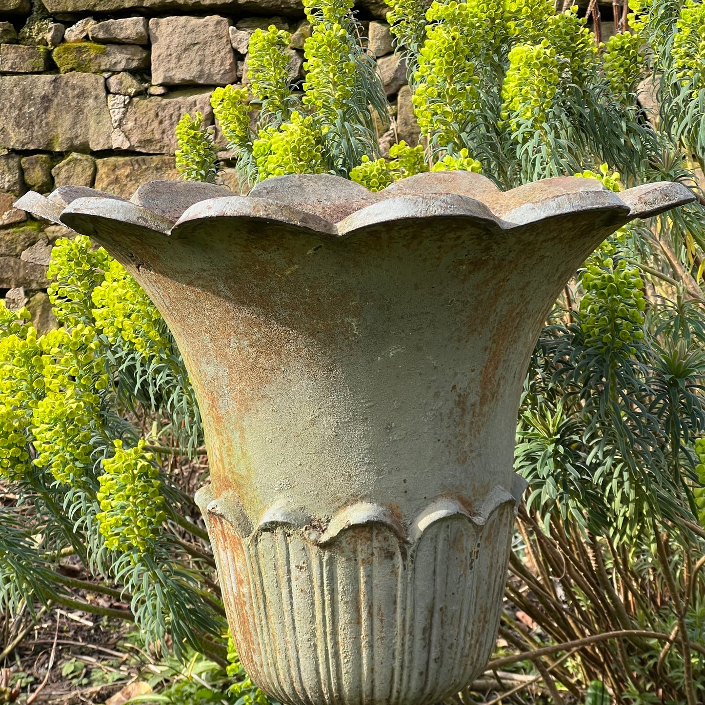 Pair of English Tulip Shaped Cast Iron Urns c.1880