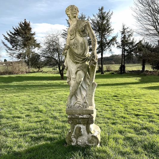 Statue of Flora with Scrolled Plinth Mid 20th Century