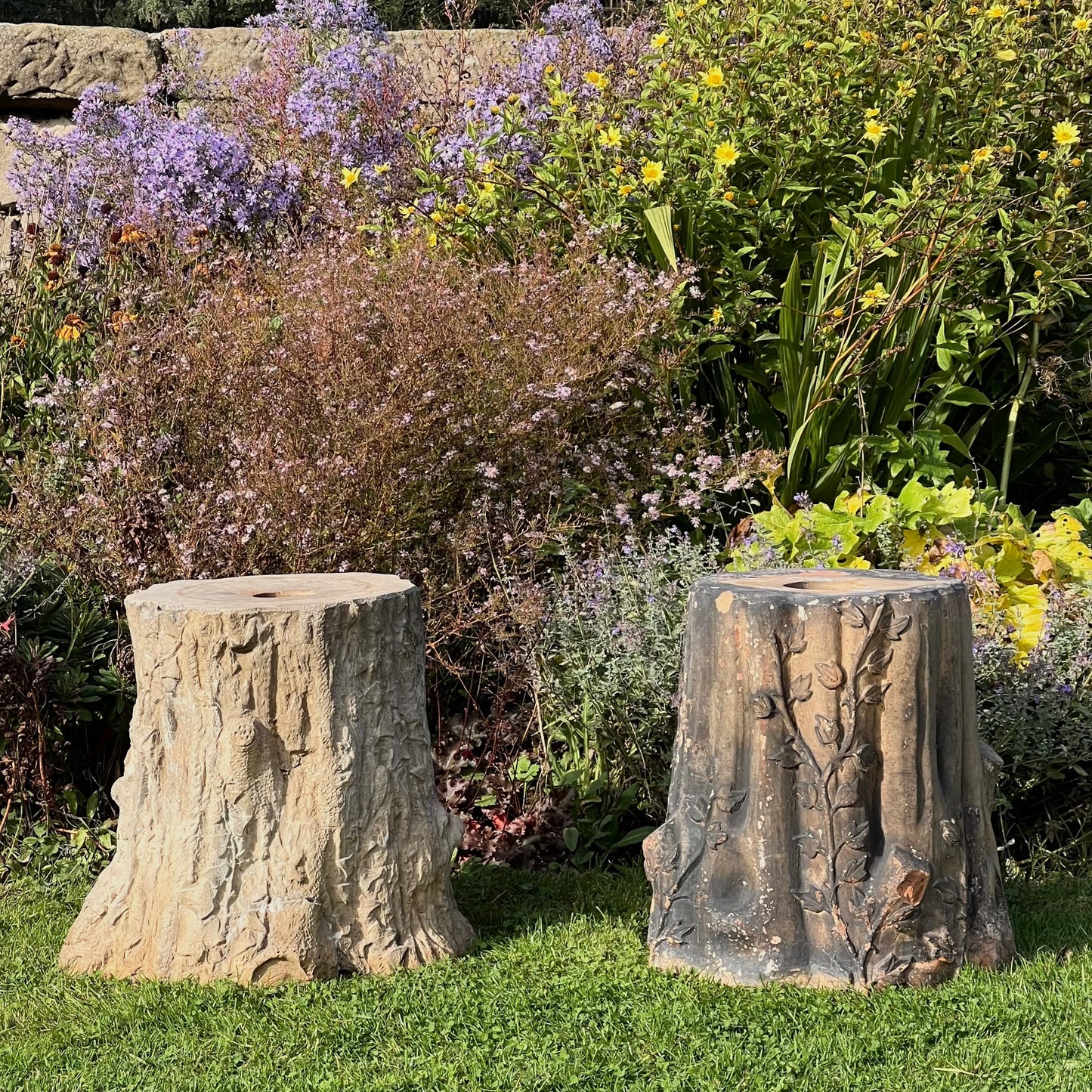 Pair of English Terracotta Tree Stump or Stumpery Pedestals by Gibbs & Canning, Tamworth c.1870