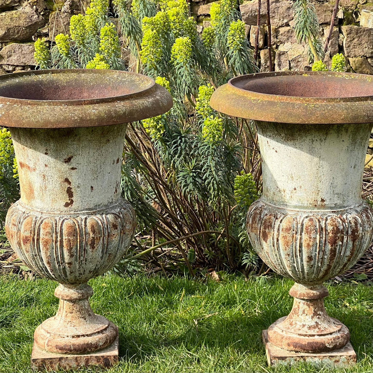 Pair of Large French Cast Iron Urns c.1880