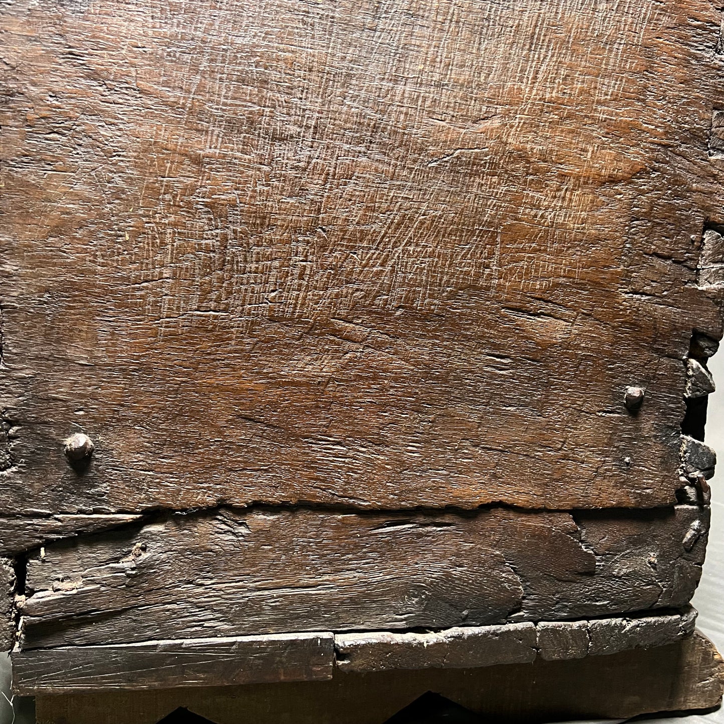 Remarkable English Oak Gothic Coffer c.1480