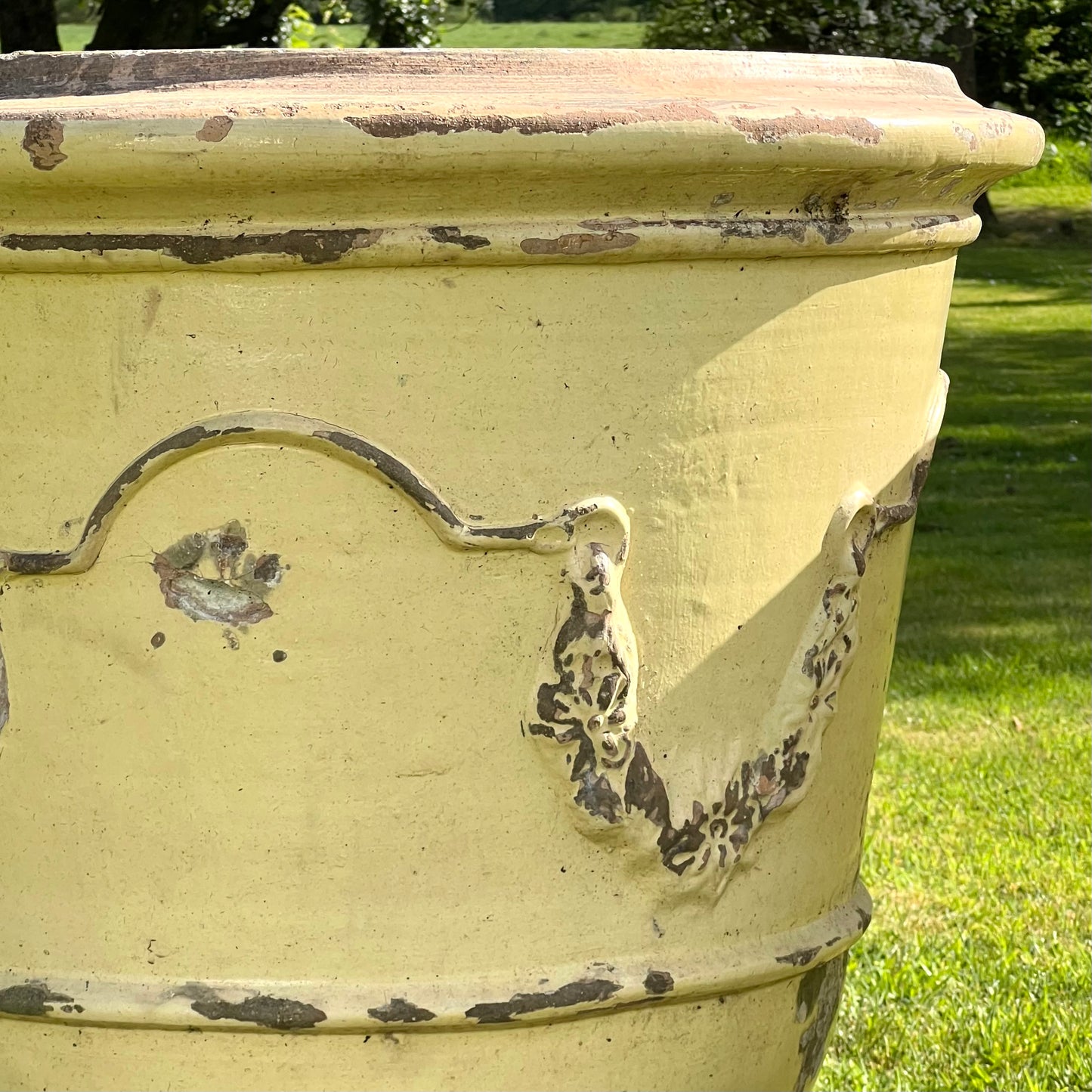 Huge Pair of Cream Glazed Terracotta “Jarre d’Anduze” Urns