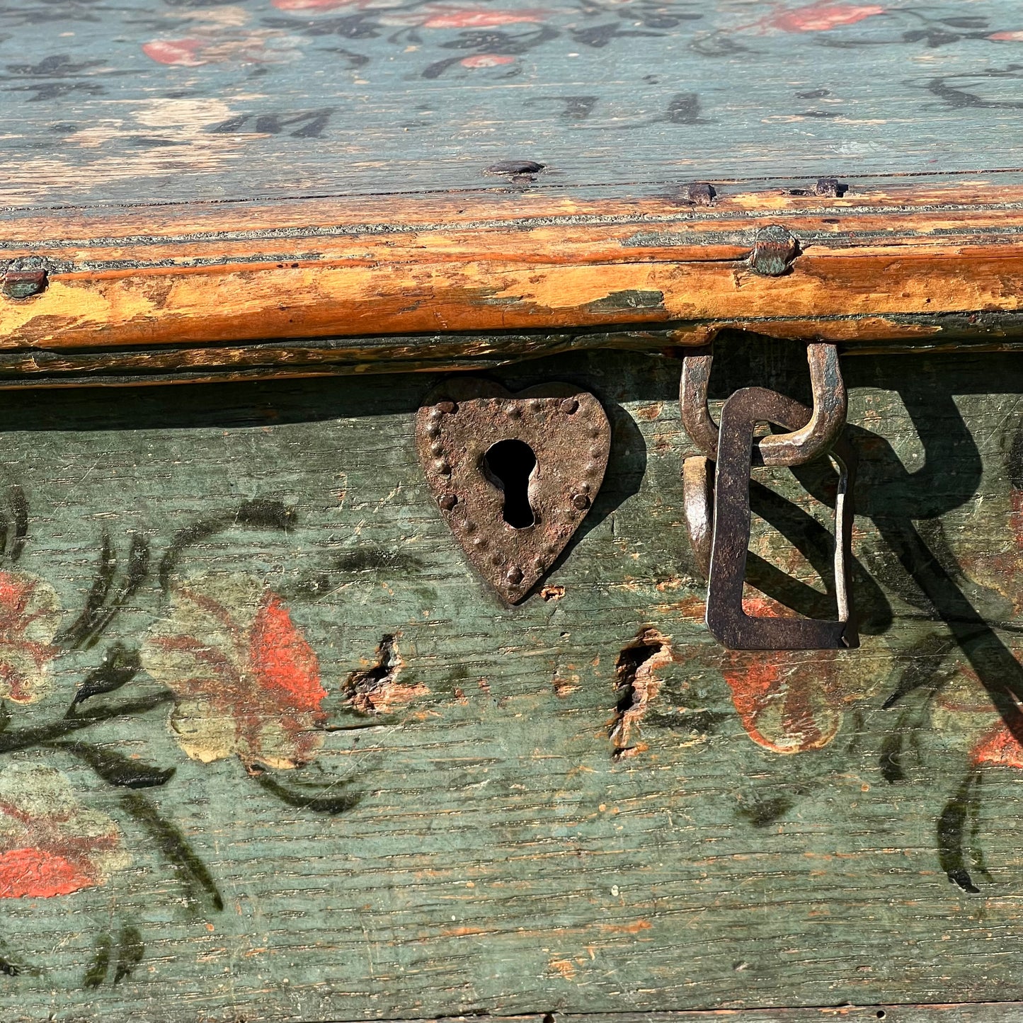 Swedish Painted Marriage Box (Hälsingland Style), Dated 1805