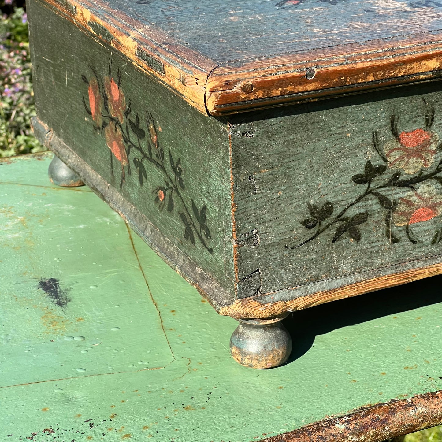 Swedish Painted Marriage Box (Hälsingland Style), Dated 1805