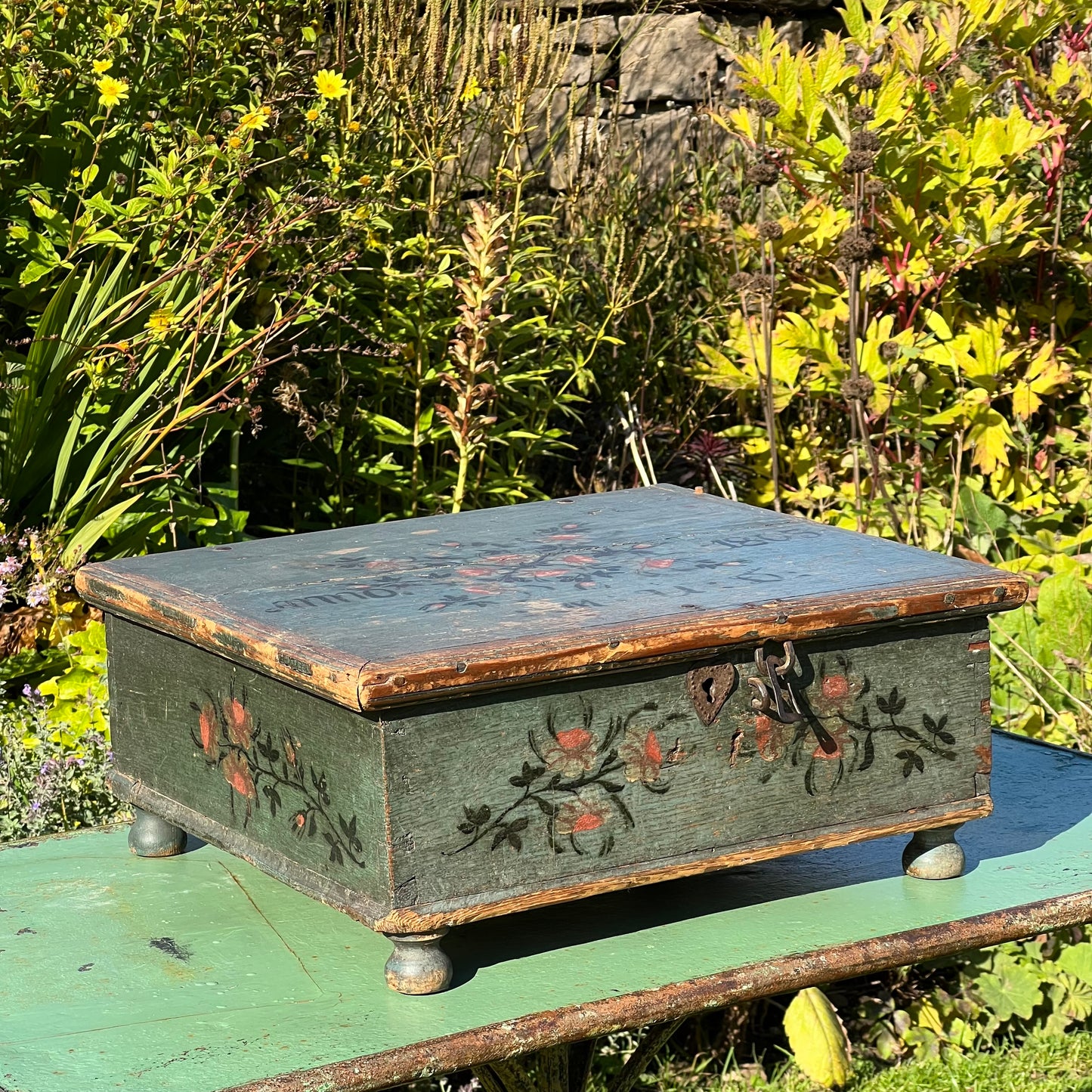Swedish Painted Marriage Box (Hälsingland Style), Dated 1805