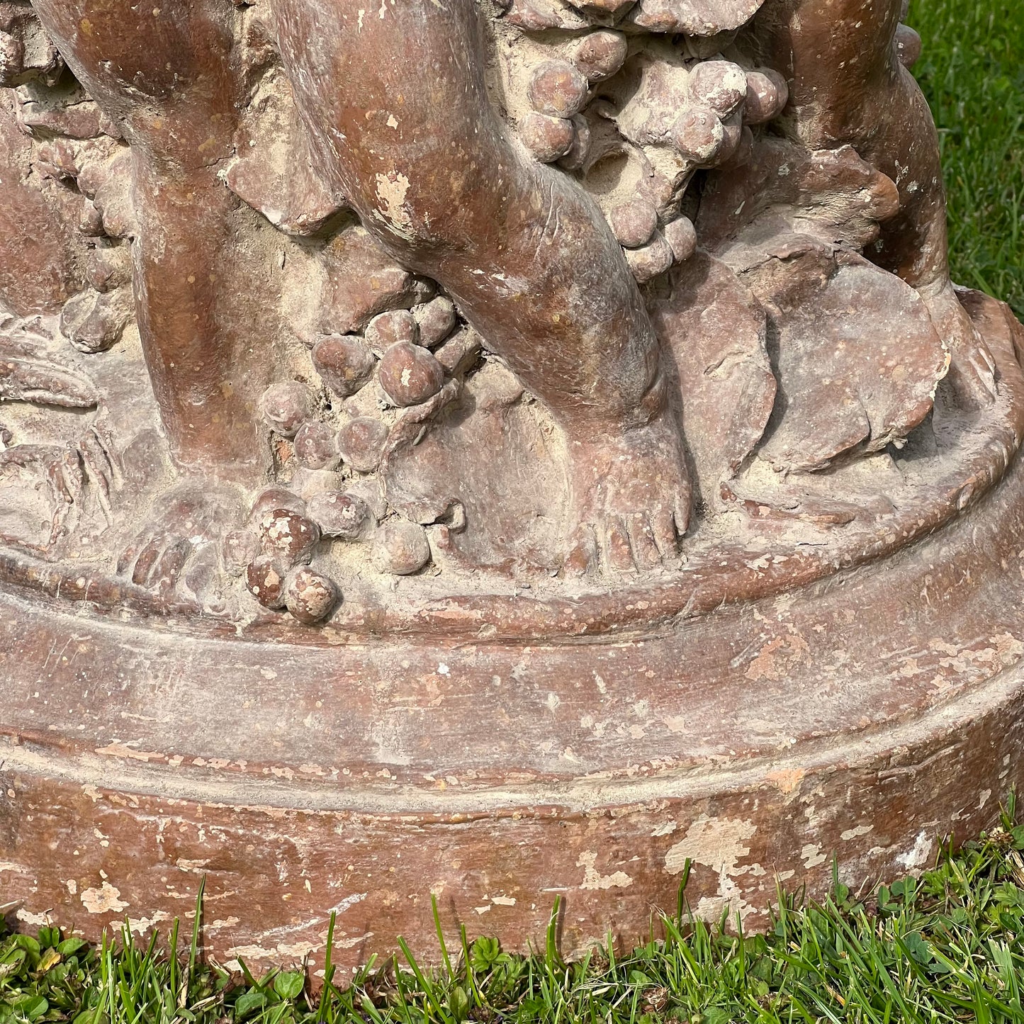 18th Century French Terracotta Putti Demi-Lune Table with Marble Top