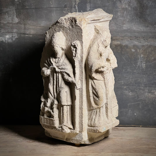 A Four-Sided French Gothic Limestone Capital or Pedestal from a Shrine or Chapel, Northern France, c.1280–1350