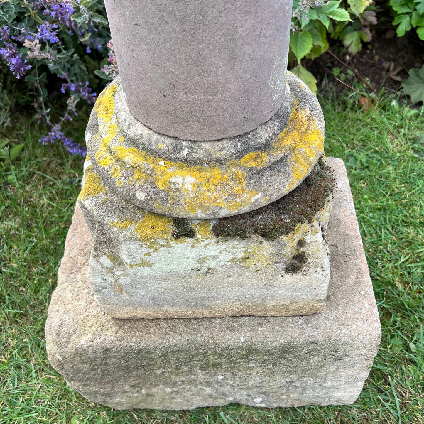 Wrought Iron Armillary Sphere upon English Carved Stone Column