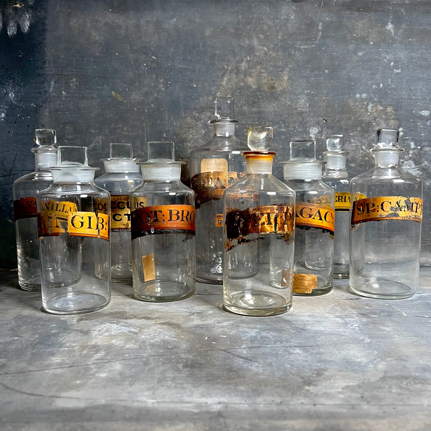 Collection of Nine Apothecary Bottles c.1840-1860
