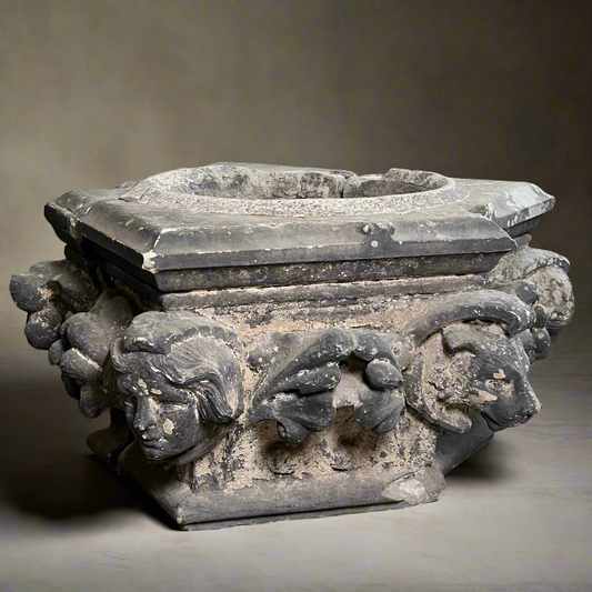 Monumental English Gothic Revival Sandstone Capital c.1850–1880