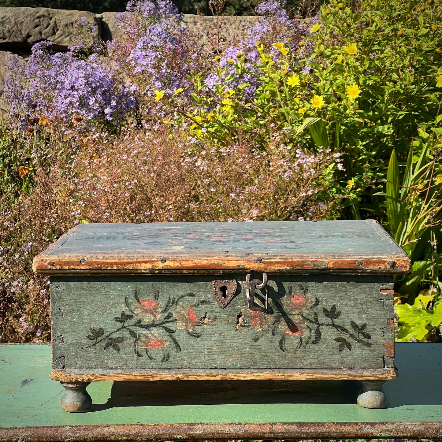 Swedish Painted Marriage Box (Hälsingland Style), Dated 1805