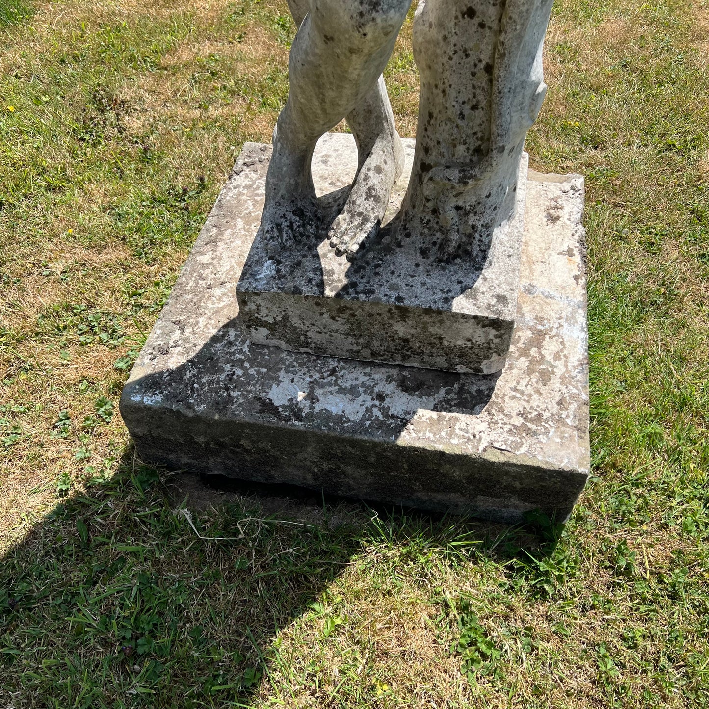 Mid-20th Century Composite Stone Statue of Pan with Stone Plinth