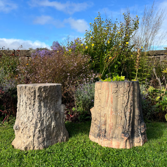 Pair of English Terracotta Tree Stump or Stumpery Pedestals by Gibbs & Canning, Tamworth c.1870