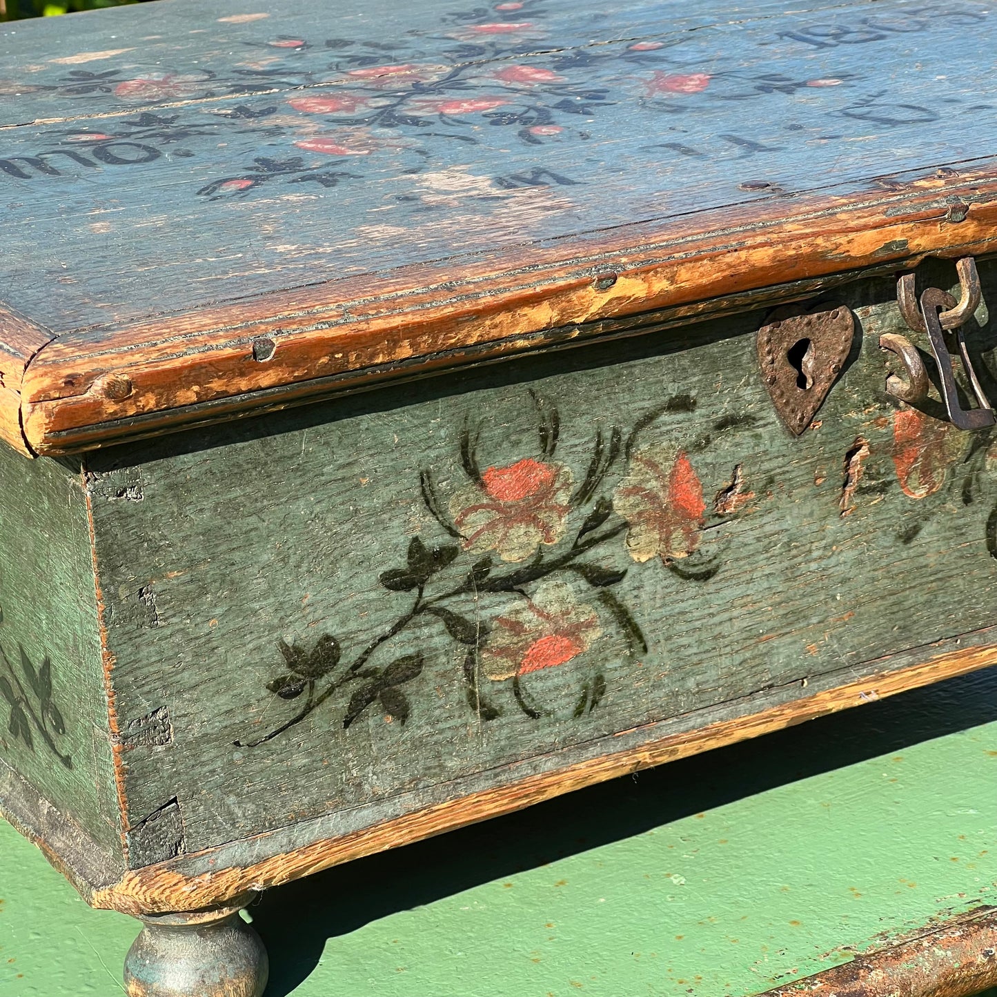 Swedish Painted Marriage Box (Hälsingland Style), Dated 1805