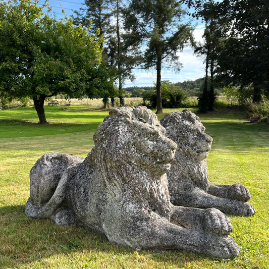 Pair of Recumbent Lions