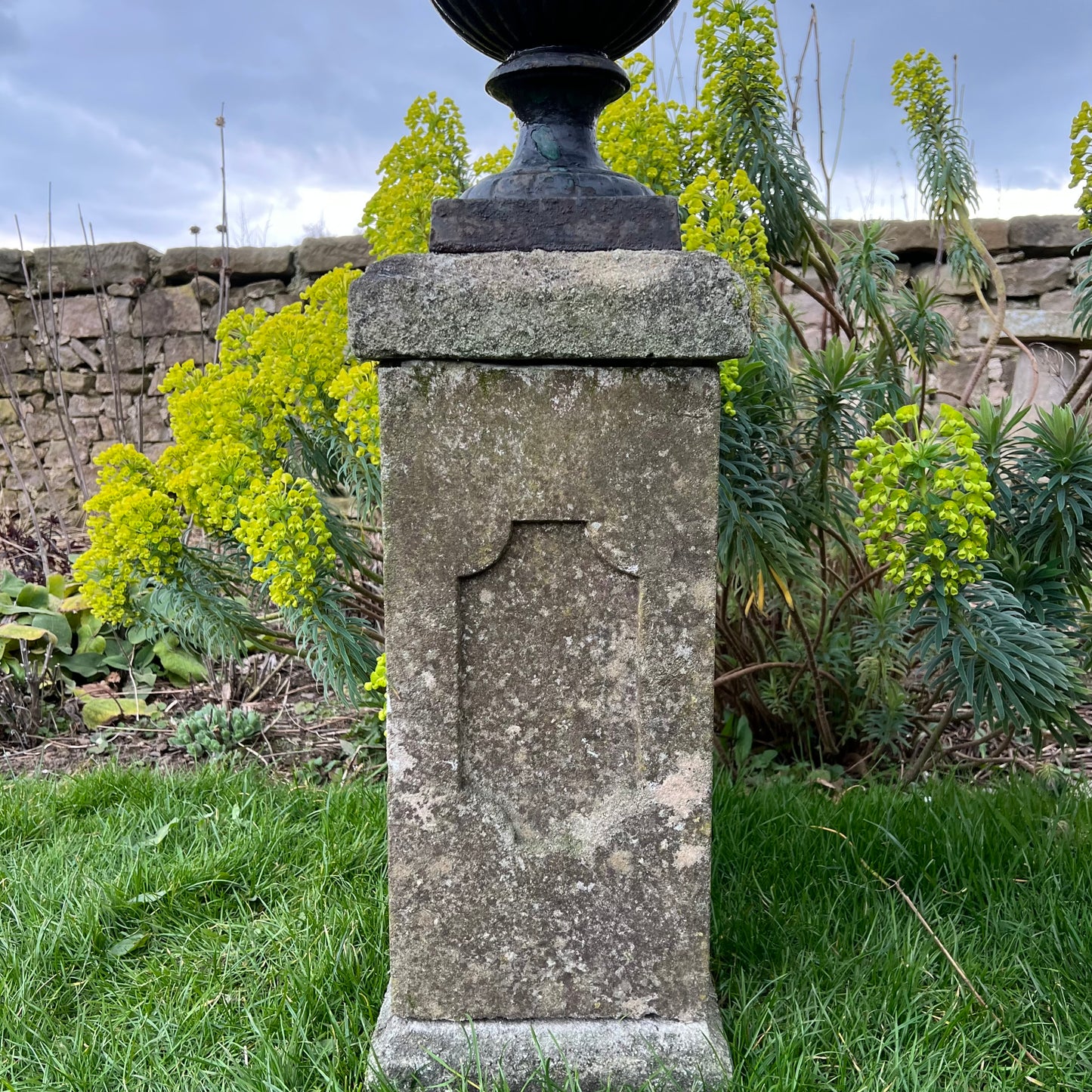 Petit Cast Iron Urns with Plinths