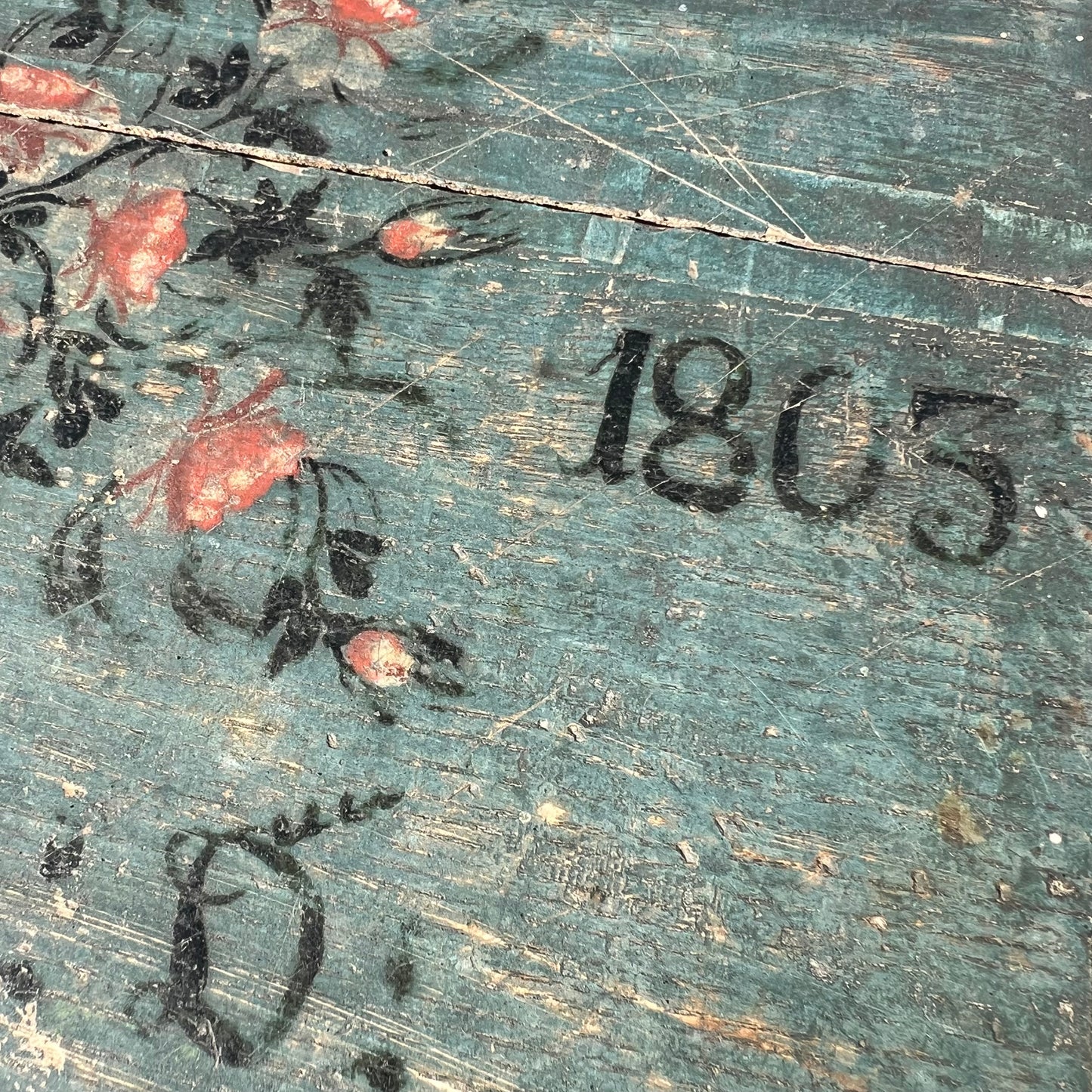 Swedish Painted Marriage Box (Hälsingland Style), Dated 1805