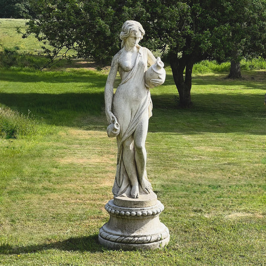 Statue of a Classical Maiden Carrying Water and Wine Mid 20th Century