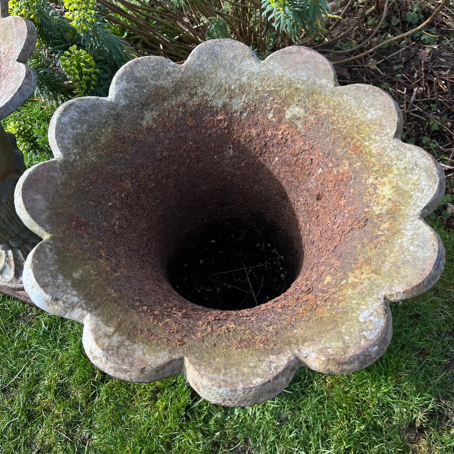 Pair of English Tulip Shaped Cast Iron Urns c.1880