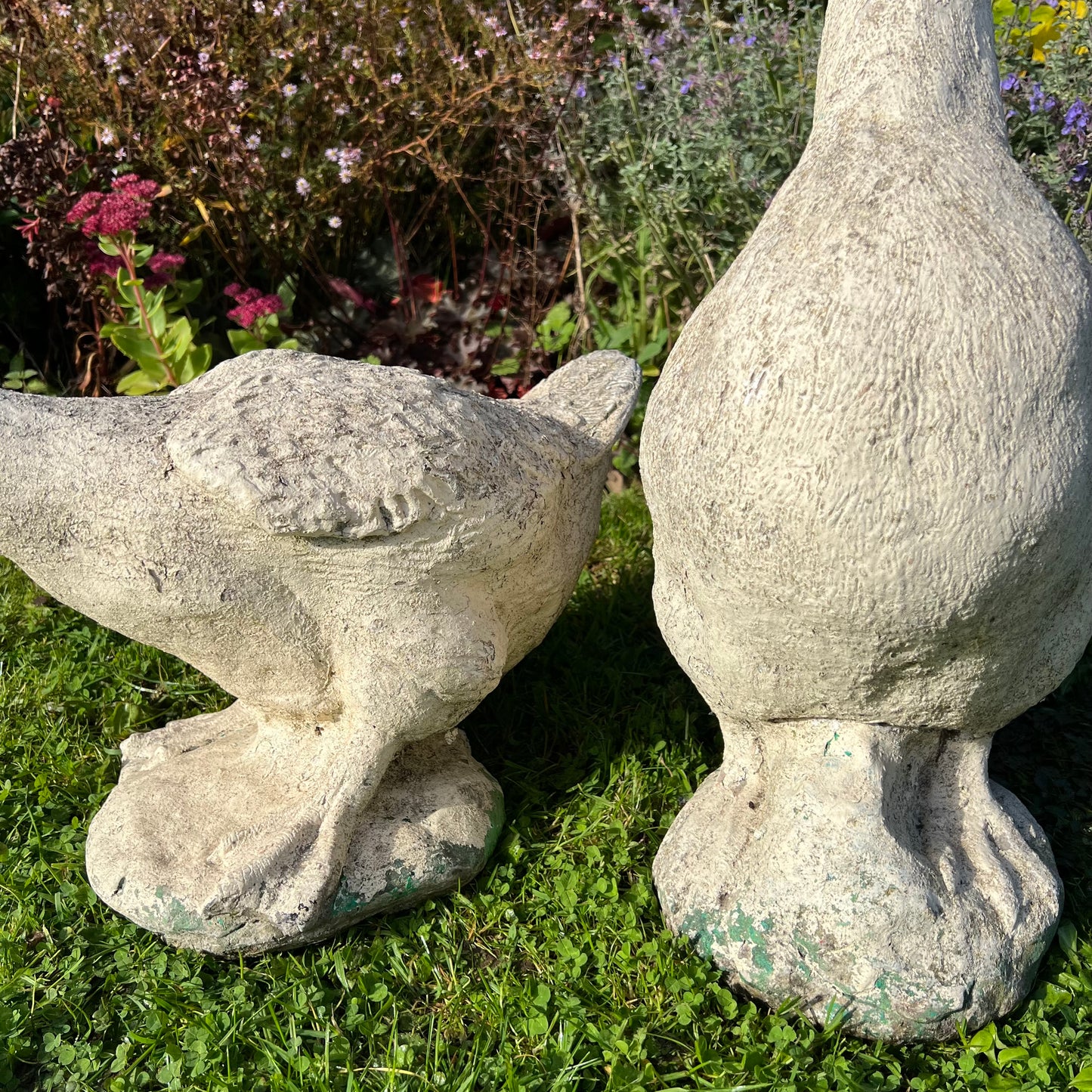 Pair of French Composite Stone Geese Mid-20th Century