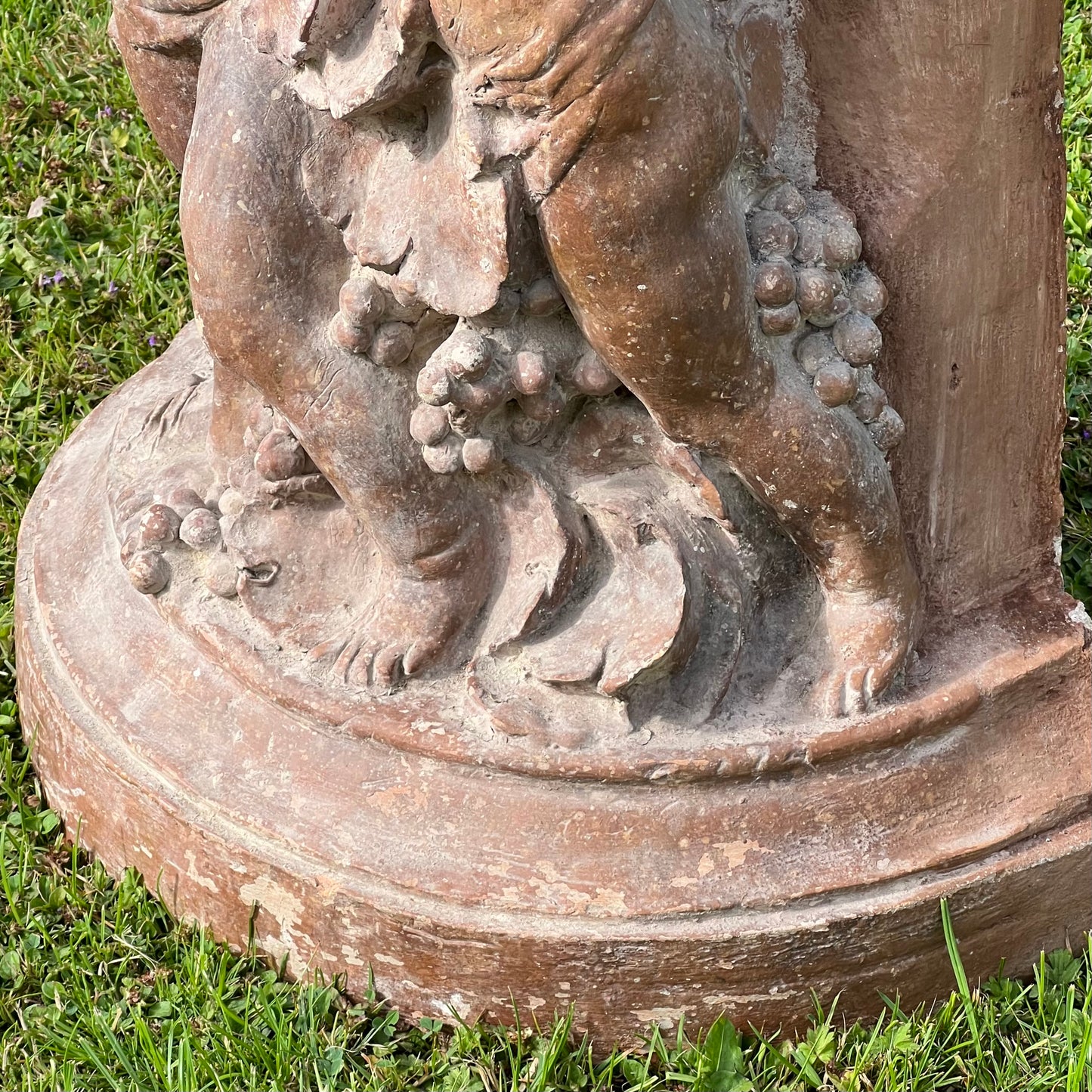 18th Century French Terracotta Putti Demi-Lune Table with Marble Top