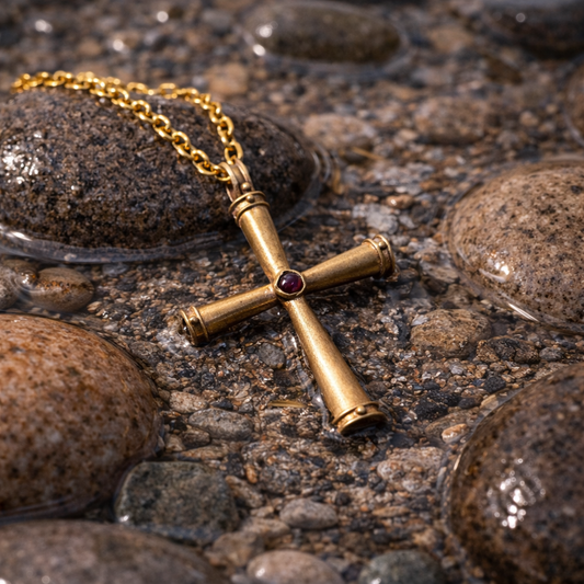 Byzantine Gold Cross With Garnet Pendant c.600 A.D.