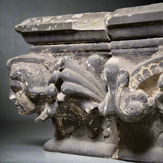 Monumental English Gothic Revival Sandstone Capital c.1850–1880