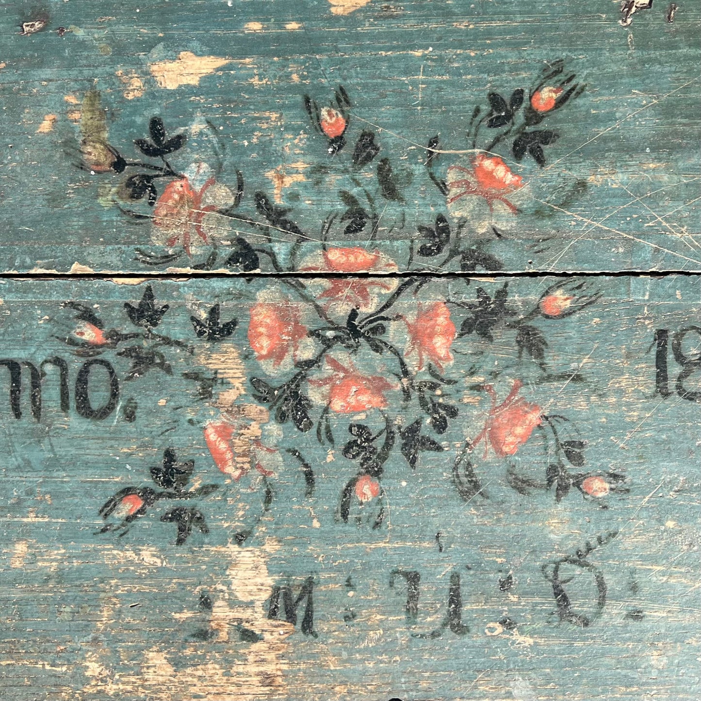Swedish Painted Marriage Box (Hälsingland Style), Dated 1805
