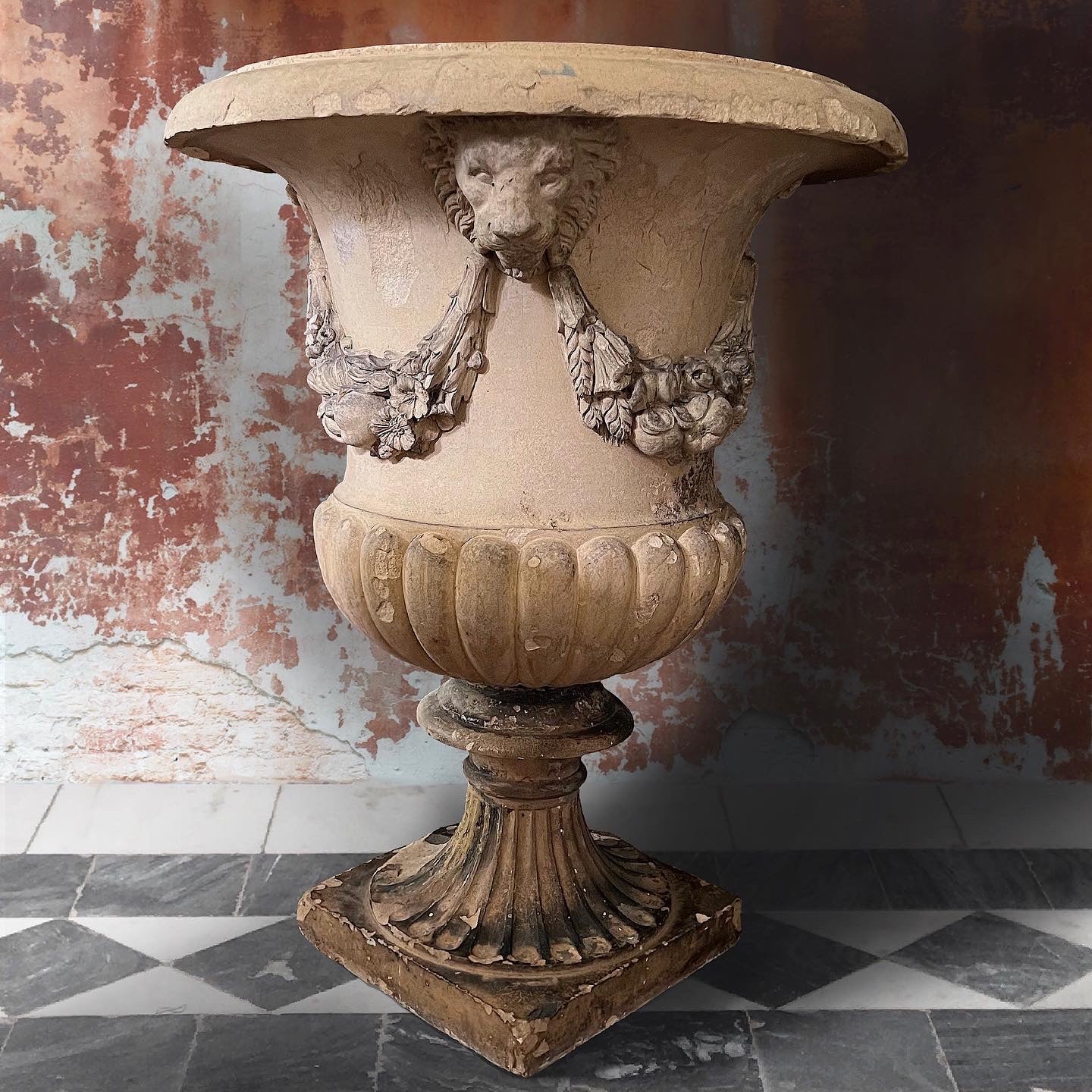 Grand Terracotta Lion Garden Vase By J M Blashfield c.1860