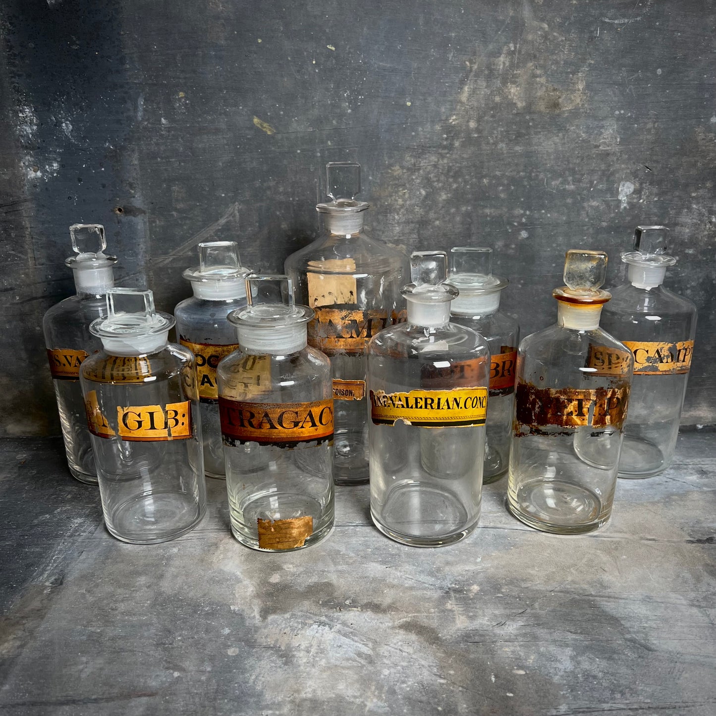 Collection of Nine Apothecary Bottles c.1840-1860