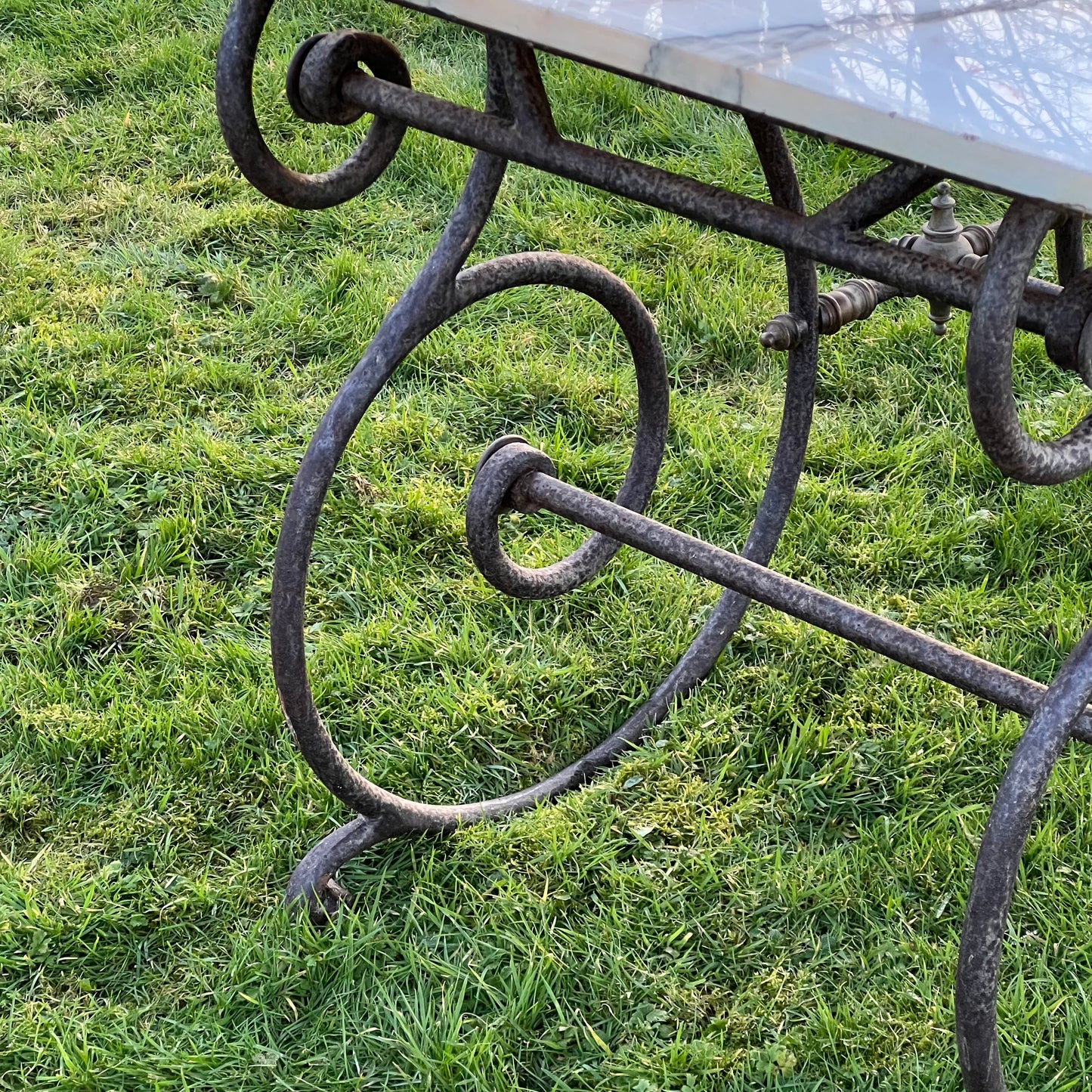 Rare Oversized French Patisserie Table with San Marino Venato Marble Top c.1880