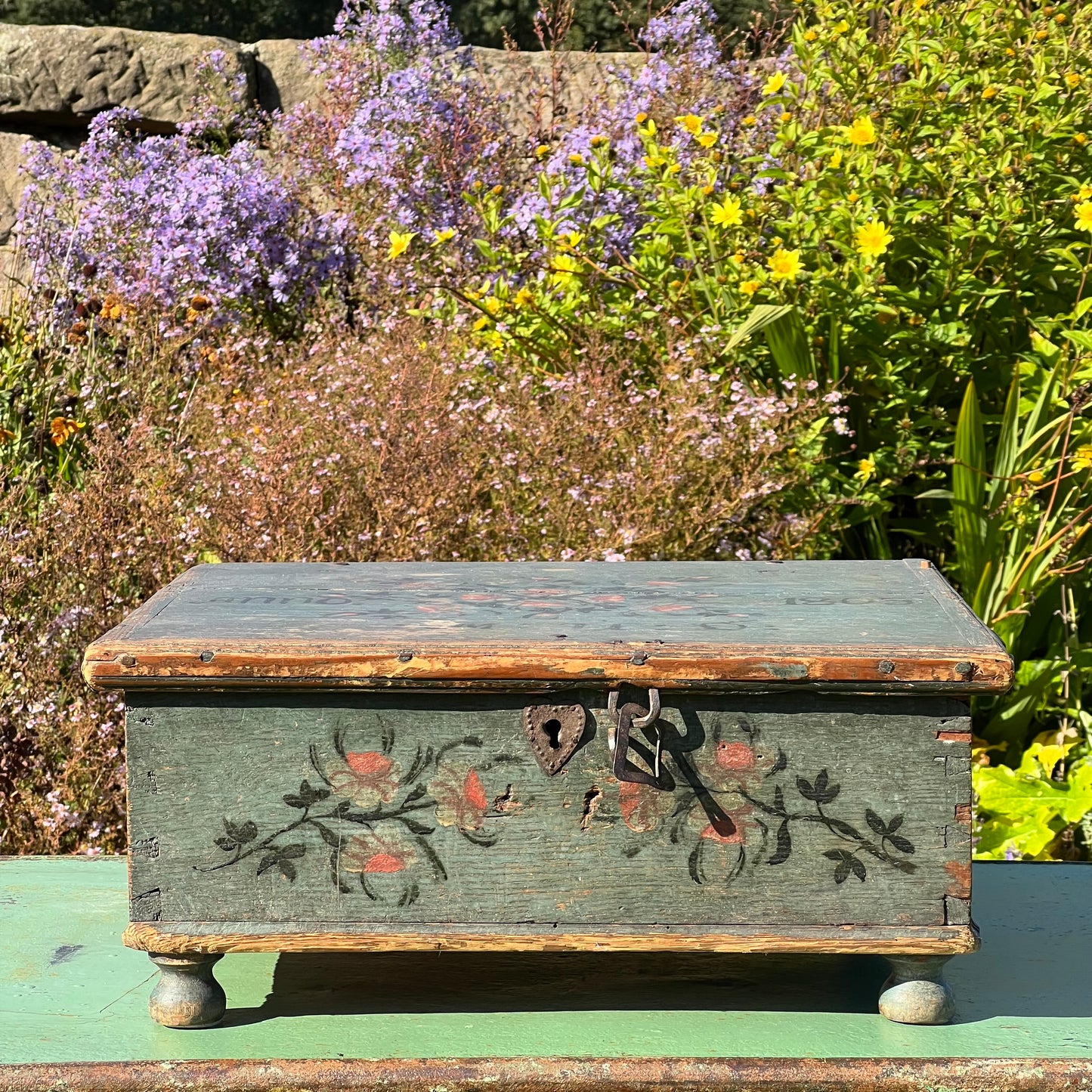 Swedish Painted Marriage Box (Hälsingland Style), Dated 1805