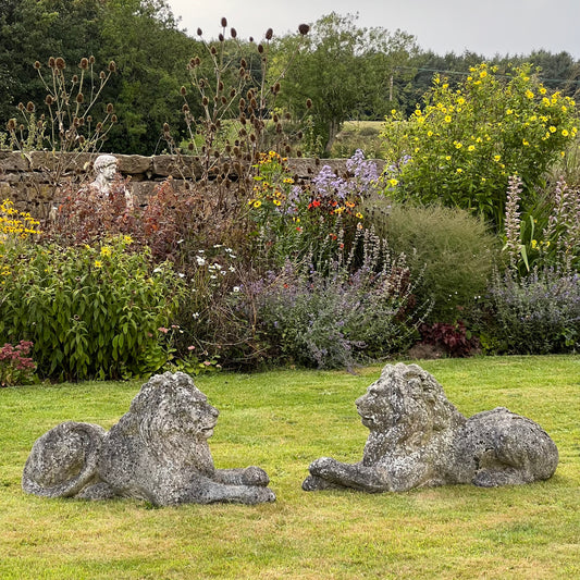 Pair of Recumbent Lions