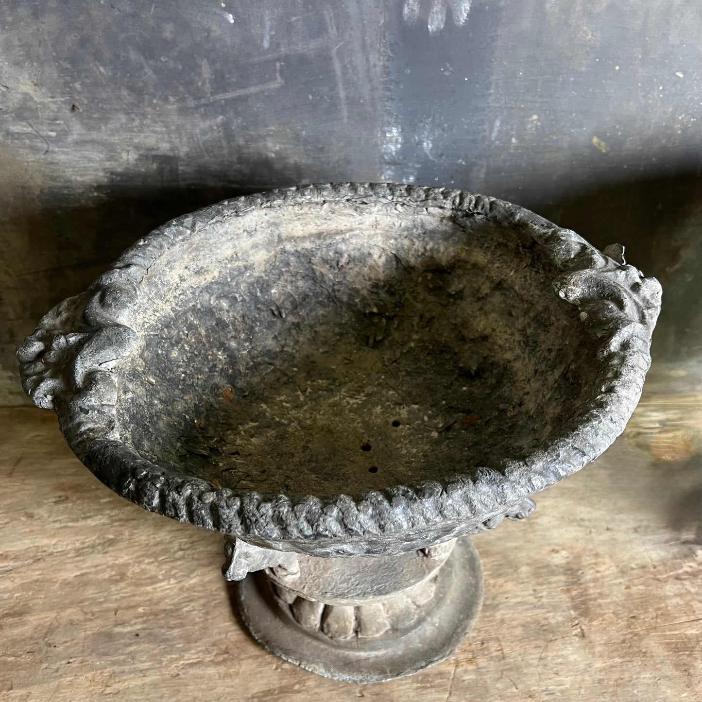 Pair of Georgian Lead Urns with Lion Supports, England c.1820