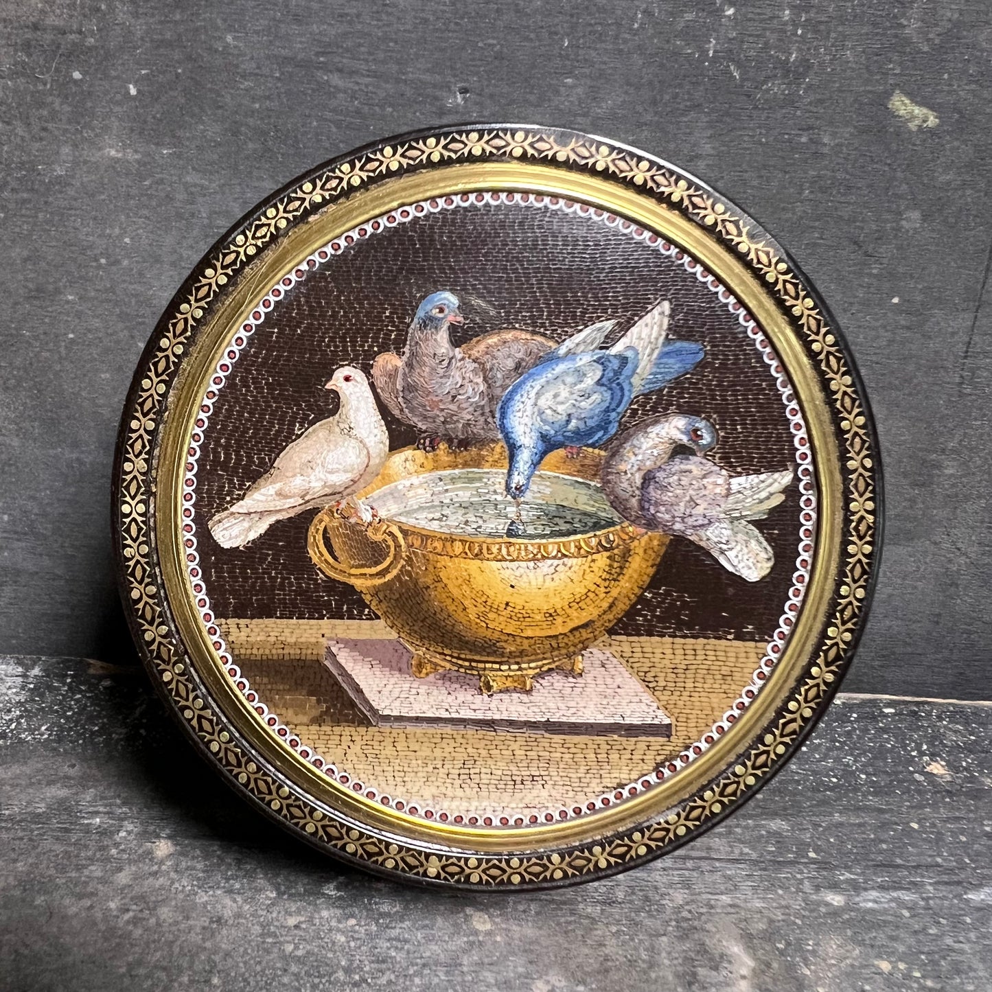 18th-Century Roman Micromosaic Snuff Box – Doves of Pliny, Attributed to Circle of Giacomo Raffaelli c.1780-1800