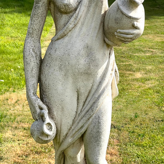 Statue of a Classical Maiden Carrying Water and Wine Mid 20th Century