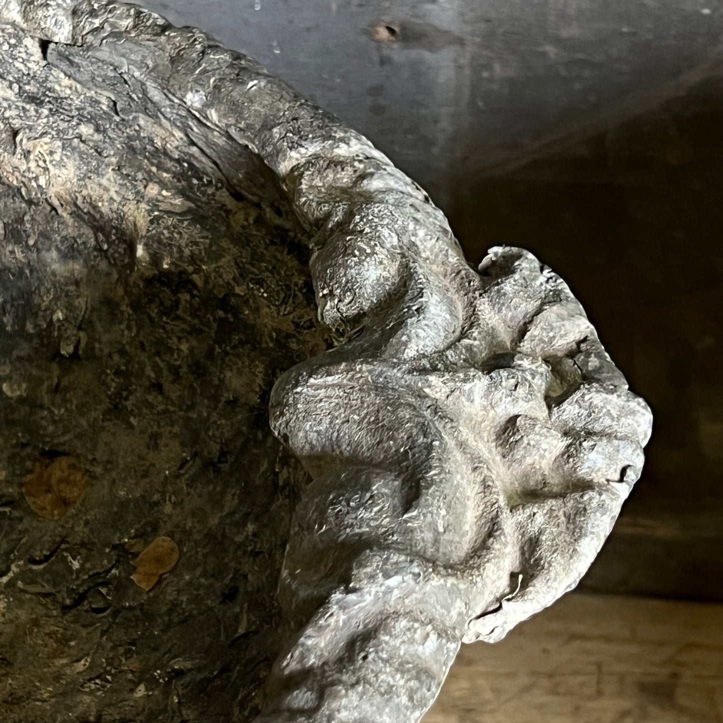 Pair of Georgian Lead Urns with Lion Supports, England c.1820