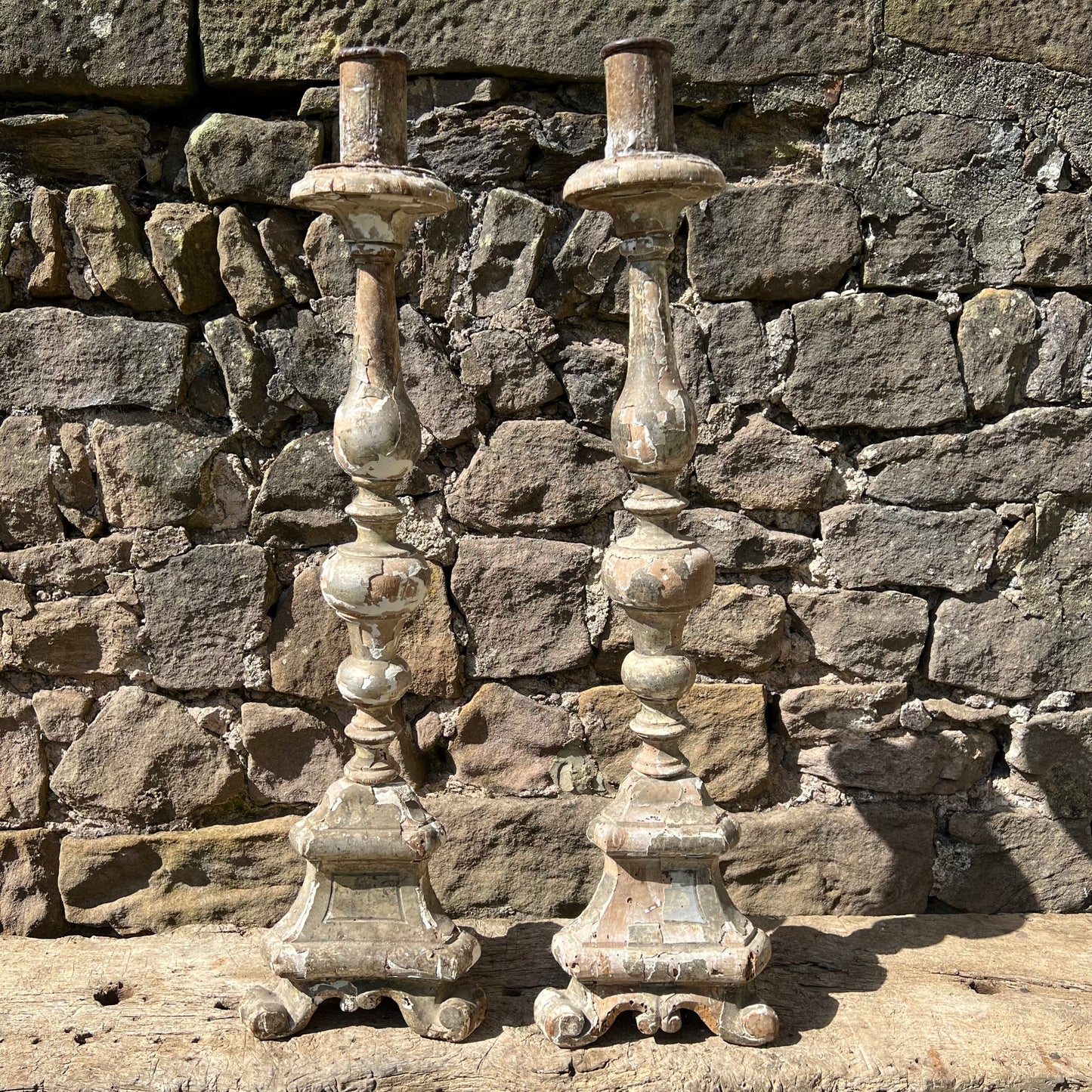 Tall Pair of Italian Silver-gilt Altar Candlesticks Late 17th/Early 18th Century
