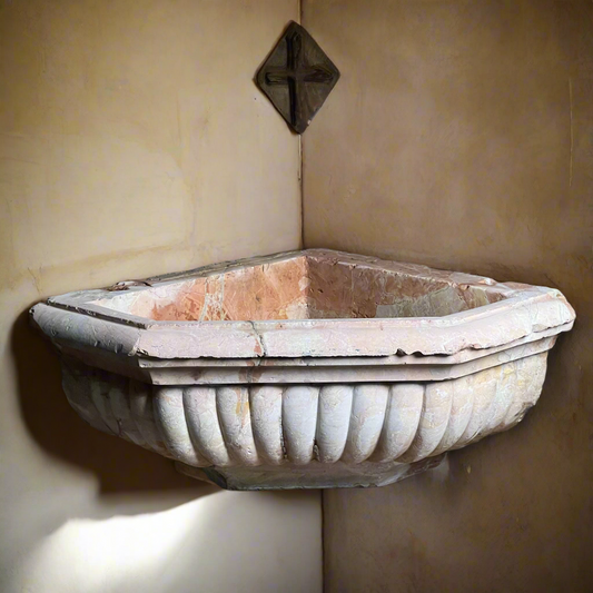 Venetian Holy Water Font c.1750 in Rosa Antico Sicilian Marble