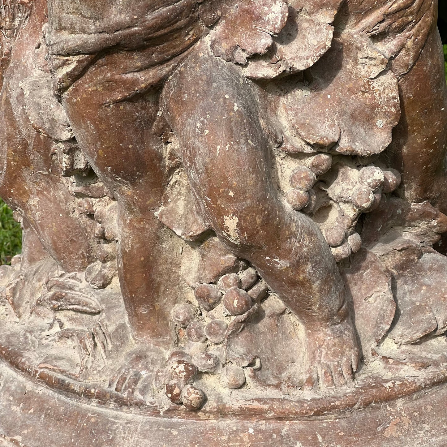18th Century French Terracotta Putti Demi-Lune Table with Marble Top