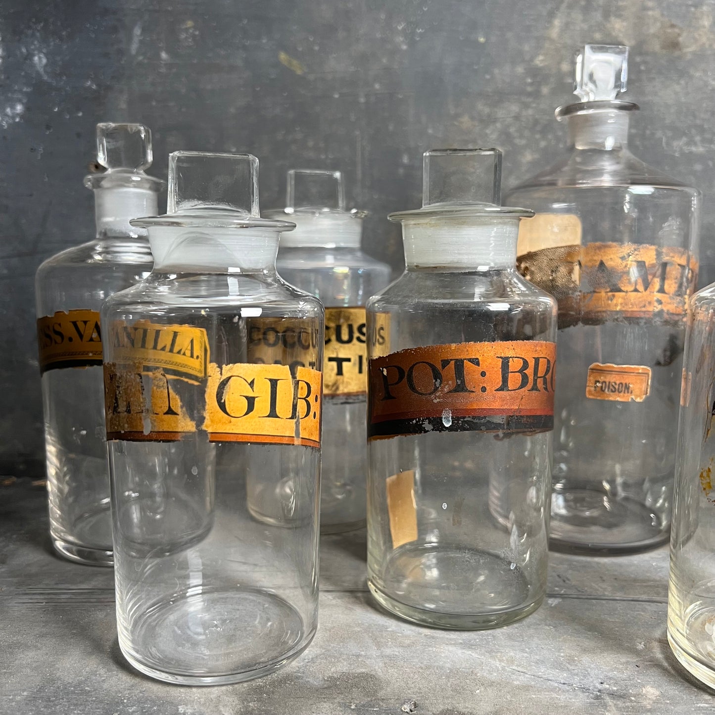 Collection of Nine Apothecary Bottles c.1840-1860