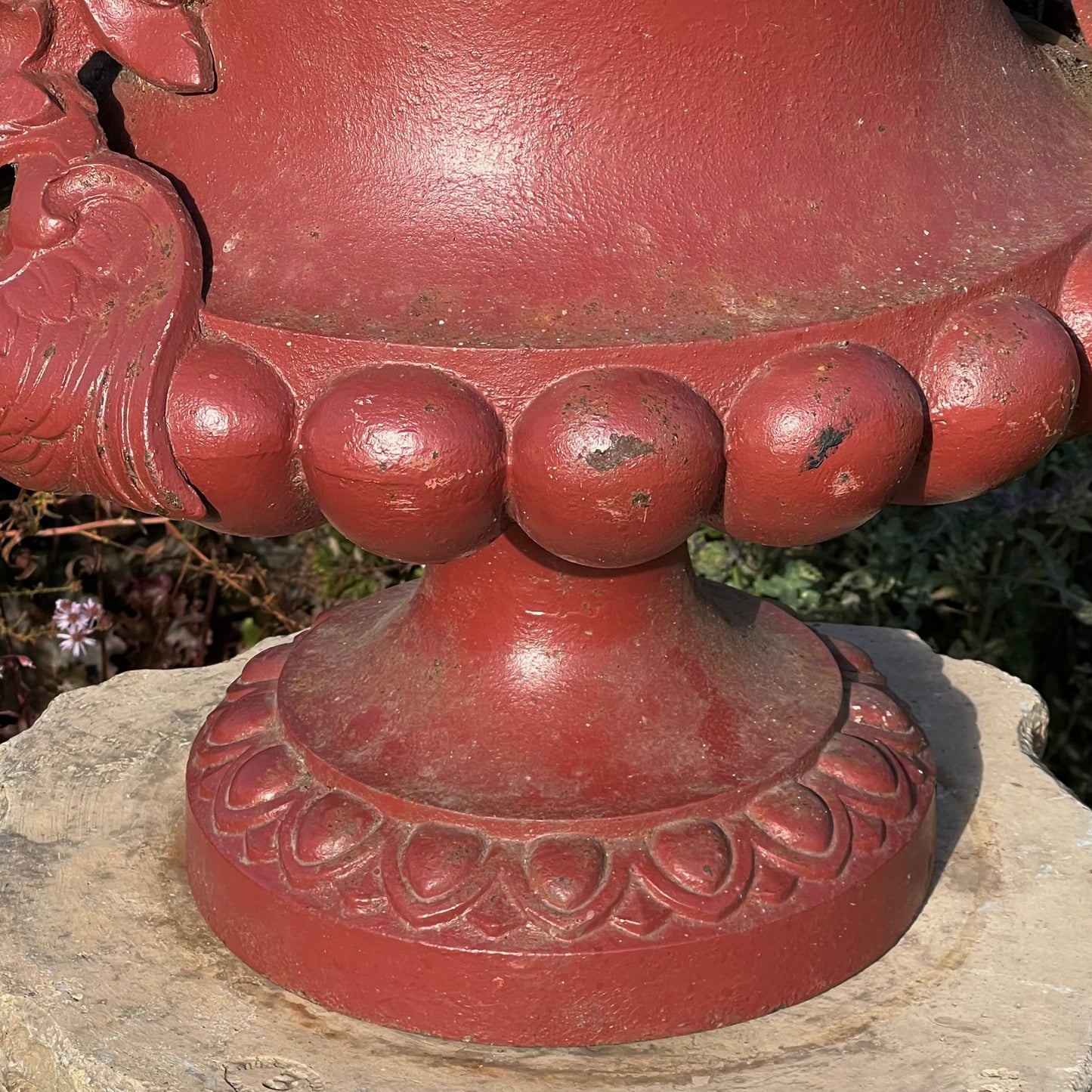 Pair of English Cast-Iron Urns with Dragon Handles