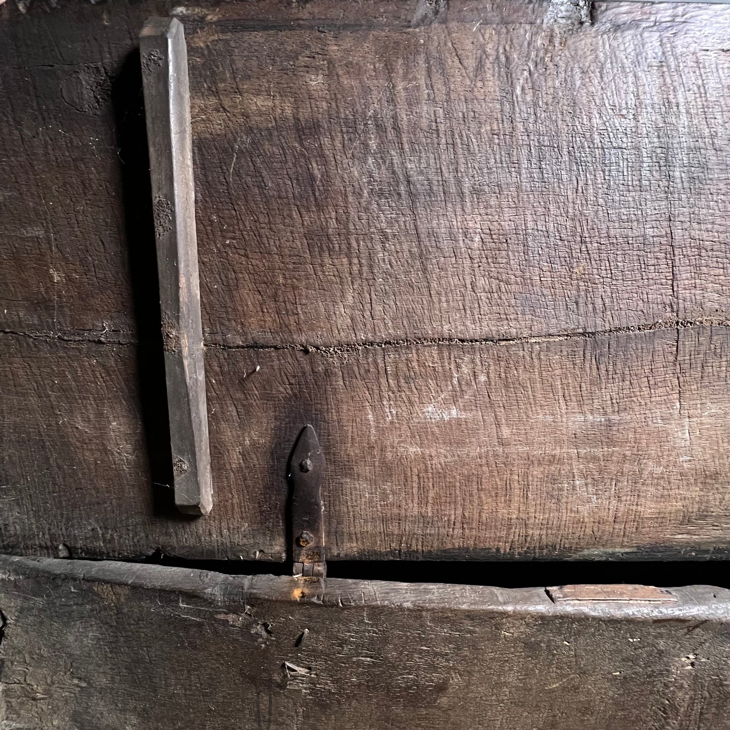 Remarkable English Oak Gothic Coffer c.1480