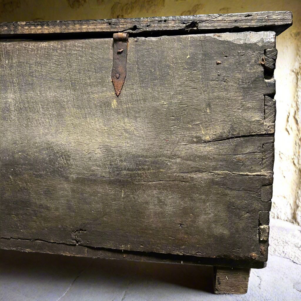 Remarkable English Oak Gothic Coffer c.1480