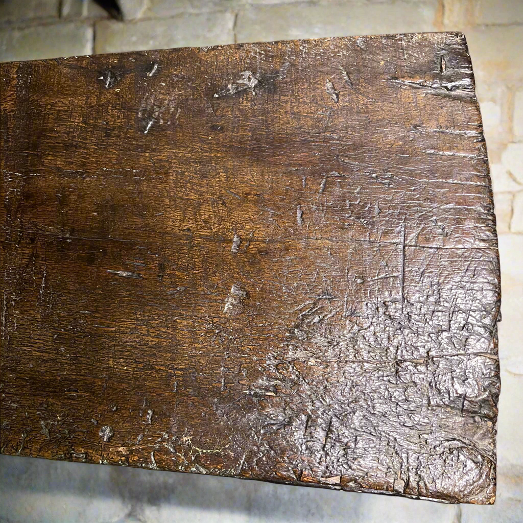 Remarkable English Oak Gothic Coffer c.1480
